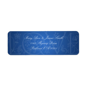 Elegant Wedding Address Love Flourish Blue Return Address Label
