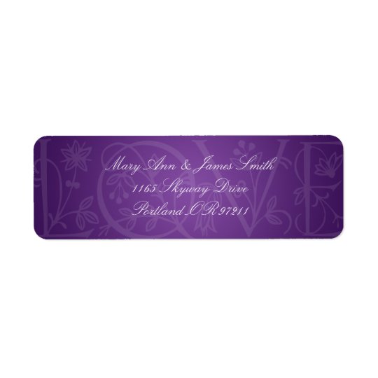 Elegant Wedding Address Love Flourish Purple Return Address Label