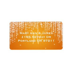 Elegant Wedding Address Night Dazzle Orange Label
