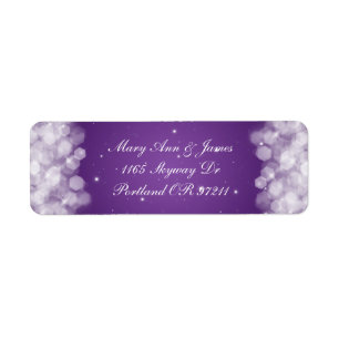Elegant Wedding Address Party Sparkle Purple Return Address Label