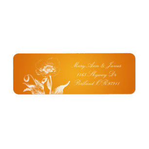 Elegant Wedding Address Poppy Orange Return Address Label