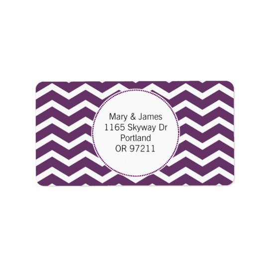 Elegant Wedding Address Purple Chevron Pattern Address Label