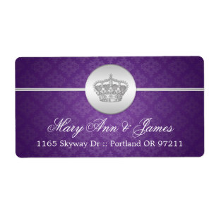 Elegant Wedding Address Royal Crown Purple