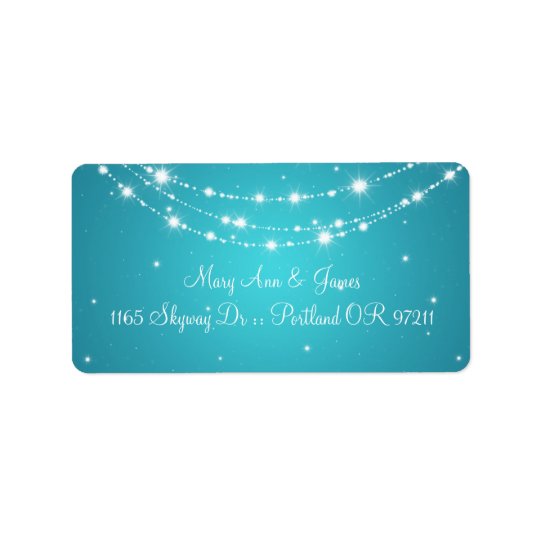 Elegant Wedding Address Sparkling Chain Blue Address Label