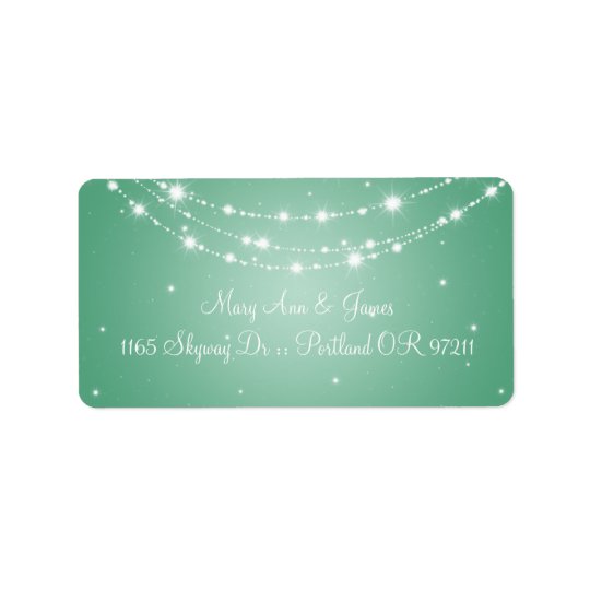 Elegant Wedding Address Sparkling Chain Mint Green Address Label