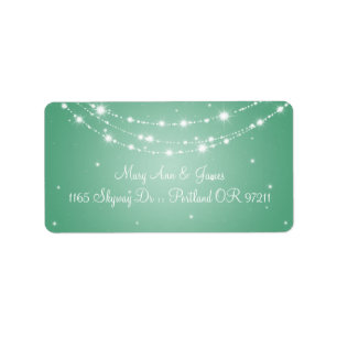 Elegant Wedding Address Sparkling Chain Mint Green Label
