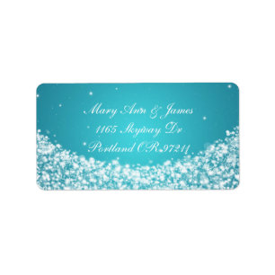 Elegant Wedding Address Star Sparkle Blue Label