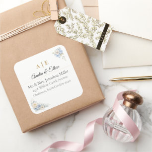 Elegant Wedding Address Stickers Luxury Floral