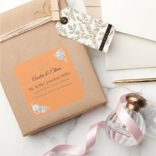 Elegant Wedding Address Stickers Luxury Floral