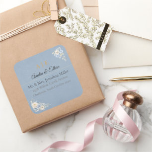 Elegant Wedding Address Stickers Luxury Floral
