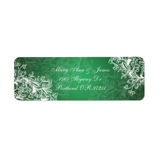 Elegant Wedding Address Vintage Swirls Green Return Address Label