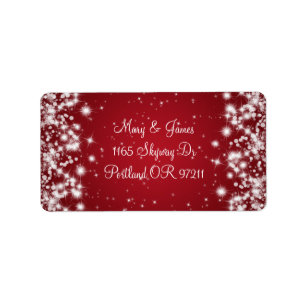 Elegant Wedding Address Winter Sparkle Red Label