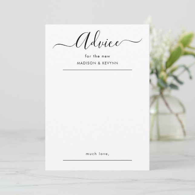 Elegant  Wedding Advice Card (Standing Front)