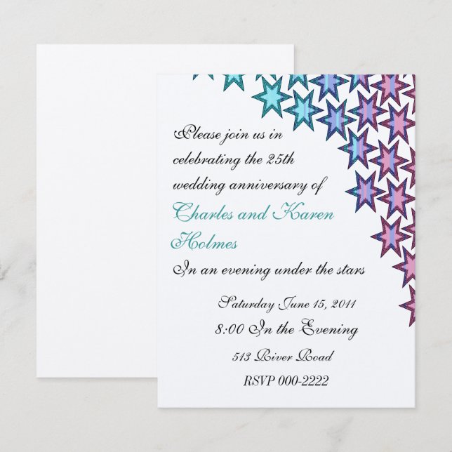 Elegant Wedding Anniversary Party Invitation (Front/Back)