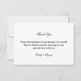 Elegant Wedding Appreciation Thank You Card