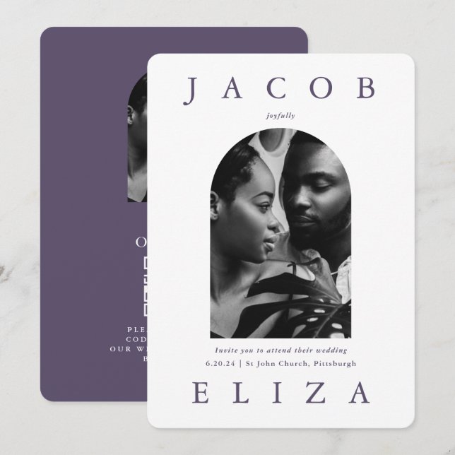 Elegant Wedding Arch Rsvp Code Two Photo Invitation (Front/Back)
