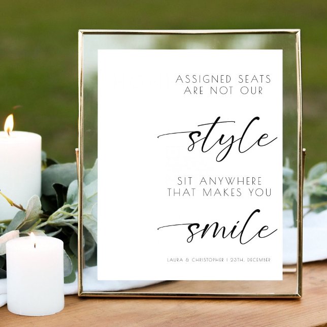 Elegant Wedding Assigned Seats Are Not Our Style Pedestal Sign (Creator Uploaded)