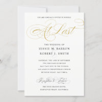 Elegant Wedding At Last Gold Calligraphy