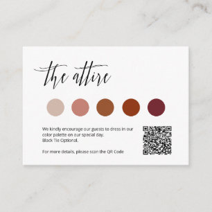Elegant Wedding Attire Colour Pallette QR Code Car Enclosure Card