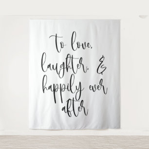Elegant Wedding Backdrop Banner – Love, Laughter Tapestry