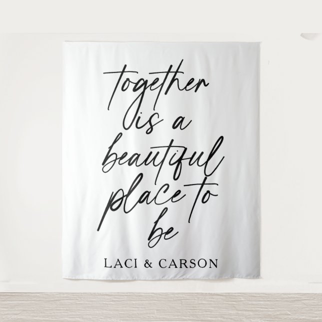 Elegant Wedding Backdrop Banner –Together  Tapestry (Front)