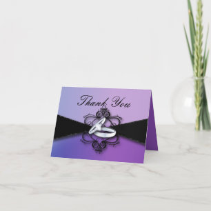 elegant wedding bands purple and black wedding thank you card