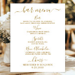Elegant Wedding Bar Gold Personalised Drink Menu  Poster<br><div class="desc">Bar Menu ! Simple yet elegant calligraphy, this wedding drink bar sign features four drinks 'Beer', 'Wine', 'Spirits' and 'Non-Alcoholic', personalised with your drinks of choice. Customise this elegant wedding sign with your names and wedding bar drink menu! COPYRIGHT © 2020 Judy Burrows, Black Dog Art - All Rights Reserved....</div>