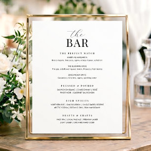 Elegant Wedding Bar Sign Chic Minimalist Black