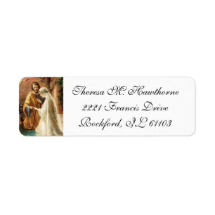 Elegant Wedding Betrothal Virgin Mary Joseph Return Address Label