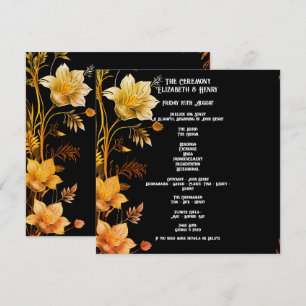 Elegant Wedding Black and Gold Floral Invitations