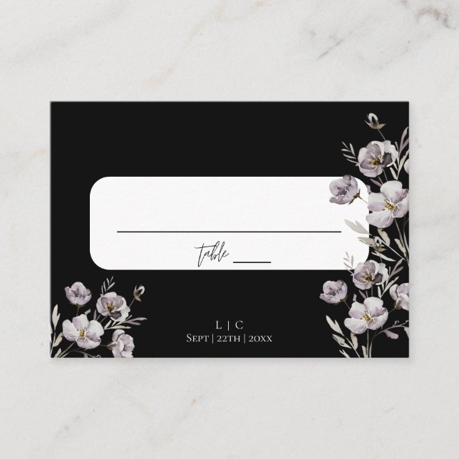 Elegant wedding black watercolor thank you place card (Front)