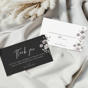 Elegant wedding black watercolor thank you place card