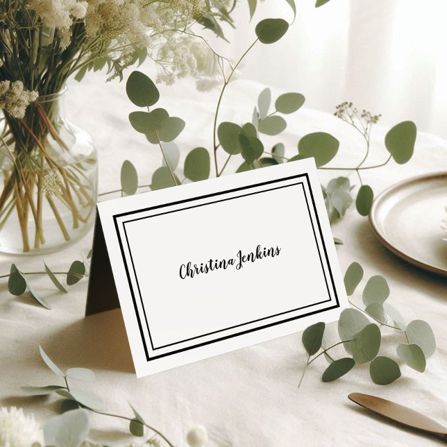 Elegant Wedding Black & White Guest Place Card  (Elegant Custom Dinner Event or Wedding Black & White Guest Place Card )