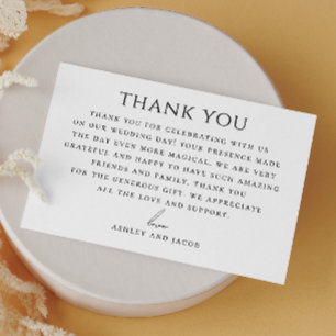 Elegant Wedding Black & White Minimalist Classic Thank You Card