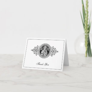 Elegant Wedding Black & White Religious Thank You  Card