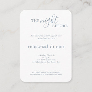 Elegant Wedding Blue Monogram Rehearsal Dinner Enclosure Card