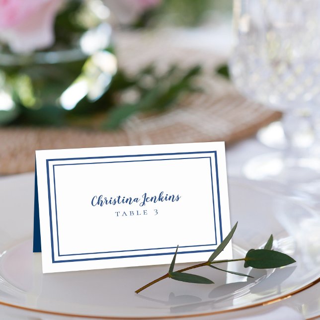Elegant Wedding Blue White Custom Guest Place Card (Creator Uploaded)