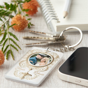 Elegant Wedding Bride and Groom Gift Key Ring