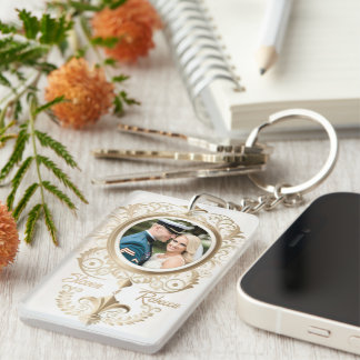 Elegant Wedding Bride and Groom Gift Key Ring