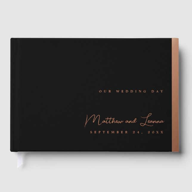 Elegant Wedding Bride and Groom Script Foiled Edge Guest Book (Front)