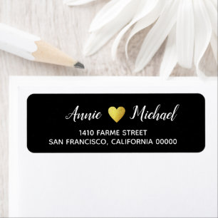 Elegant wedding bride groom return address black label