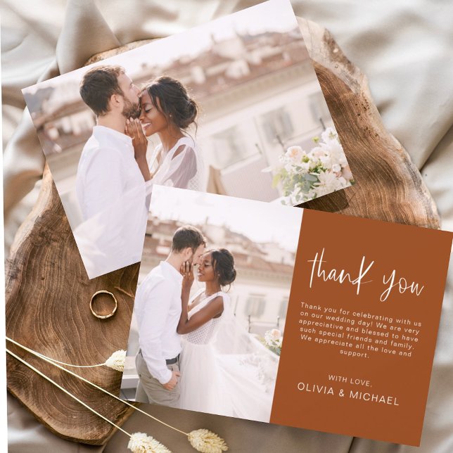 Elegant Wedding Burnt Orange Thank You Photo Invitation (Creator Uploaded)