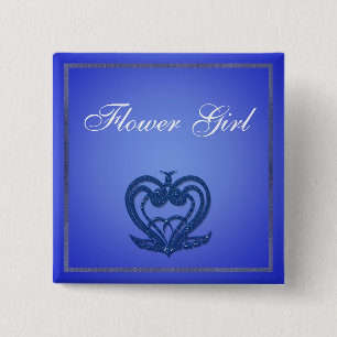 Elegant wedding button. Flower girl, best man 15 Cm Square Badge