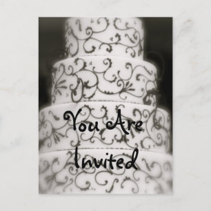 Elegant Wedding Cake Invitation Postcard