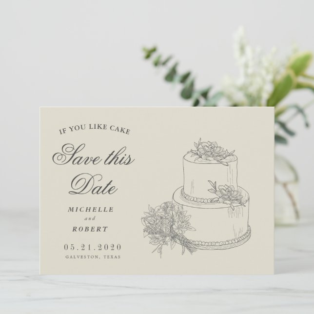 Elegant Wedding Cake Photo Save The Date Invitation (Standing Front)