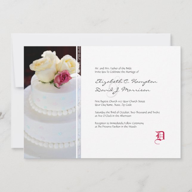 Elegant Wedding Cake Wedding Invitation (Front)
