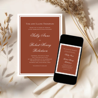 Elegant Wedding Calligraphy Burgundy Script  Invitation