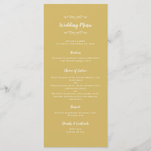 Elegant Wedding Calligraphy Chic Gold White Dinner Menu