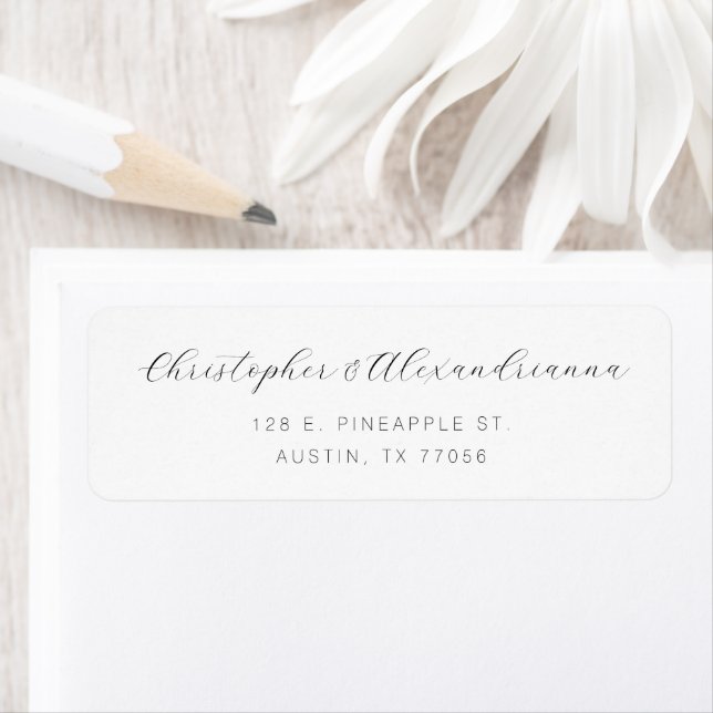 Elegant Wedding Calligraphy Modern Couple Name Return Address Label (Insitu)