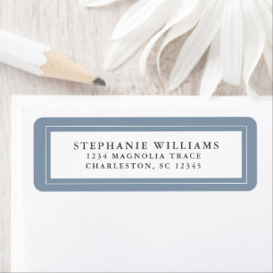 Elegant Wedding Calligraphy RSVP Dusty Blue Return Address Label